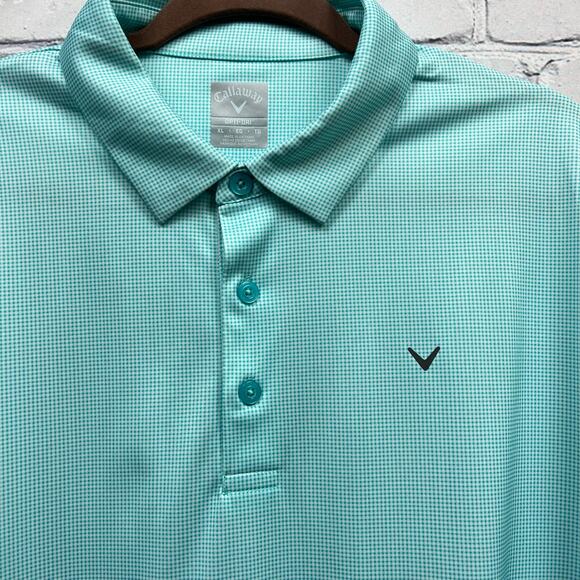 Callaway Golf Opti Dri Mens Blue Micro Stripe Polo Shirt Size XL - Picture 3 of 6